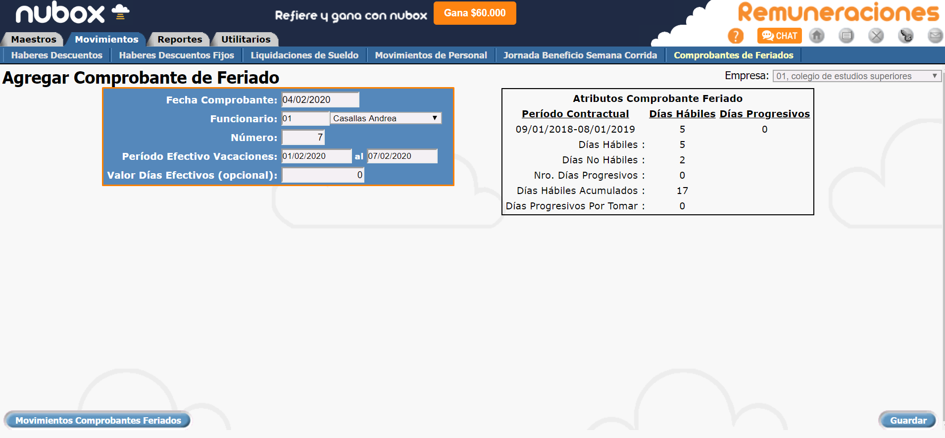 Comprobante de Feriado I Paso 3