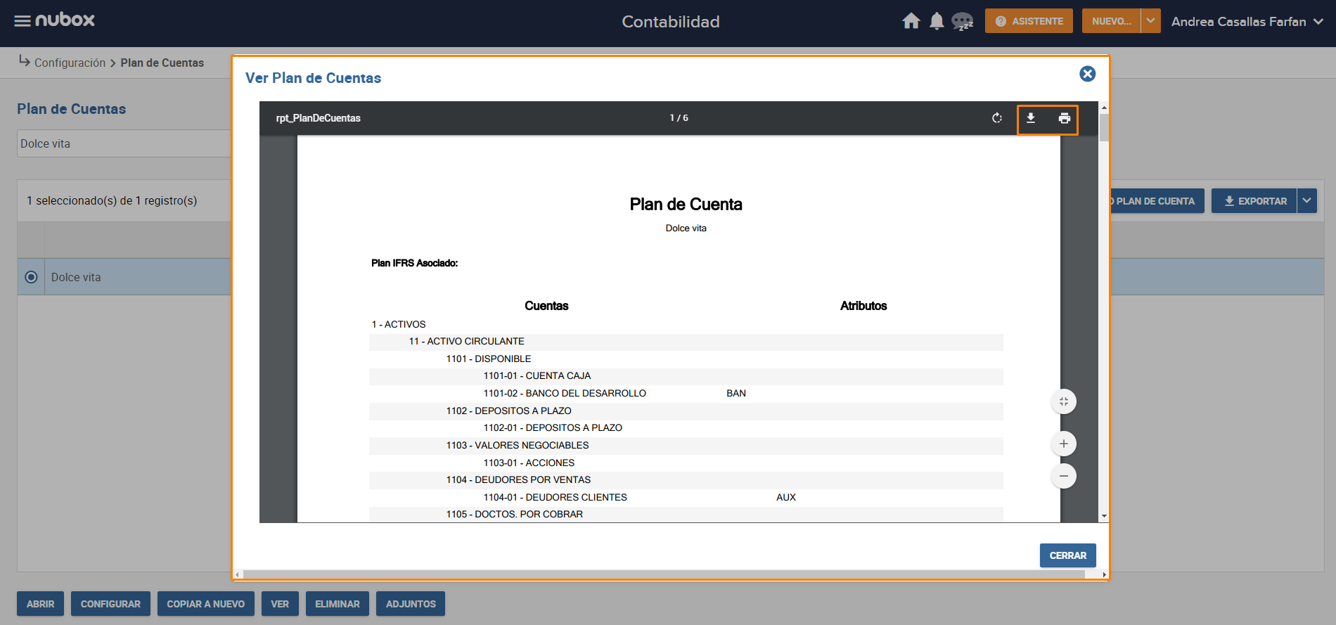 Plan de cuentas Nubox