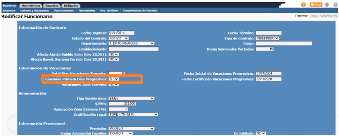 Software de Remuneraciones - Feriado progresivo